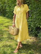 Women's Button-Up Shirt Dress – Striped Summer Dress