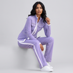 Women's Contrast Trim Set – Zip Jacket Pants Set