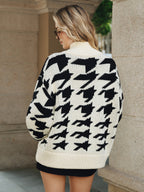 Women's Herringbone Cardigan – V-Neck Button Front Textured Cardigan