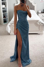 Women's Glamorous Evening Dress – Sequin Side Slit Dress