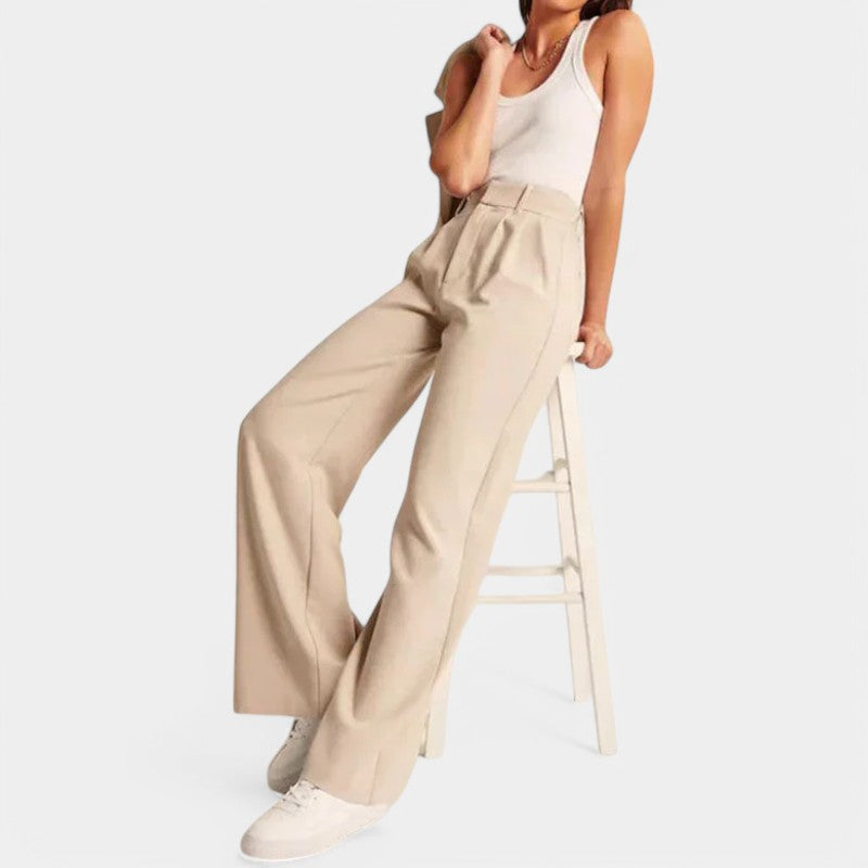 Women's Flowy Wide Leg Trousers – High Waist Everyday Dress Pants