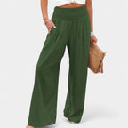 Women's Pleated Wide Leg Pants – High Waist Elastic Waist Trousers