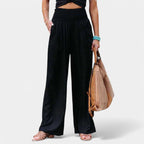 Women's Pleated Wide Leg Pants – High Waist Elastic Waist Trousers