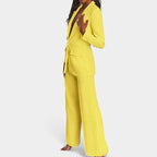 Women's Single Button Tailored Blazer Set – Wide Leg Office Trousers Set