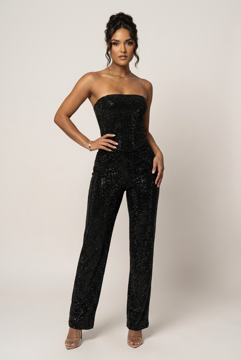 Women's Strapless Pants Set – Glitter Party Set