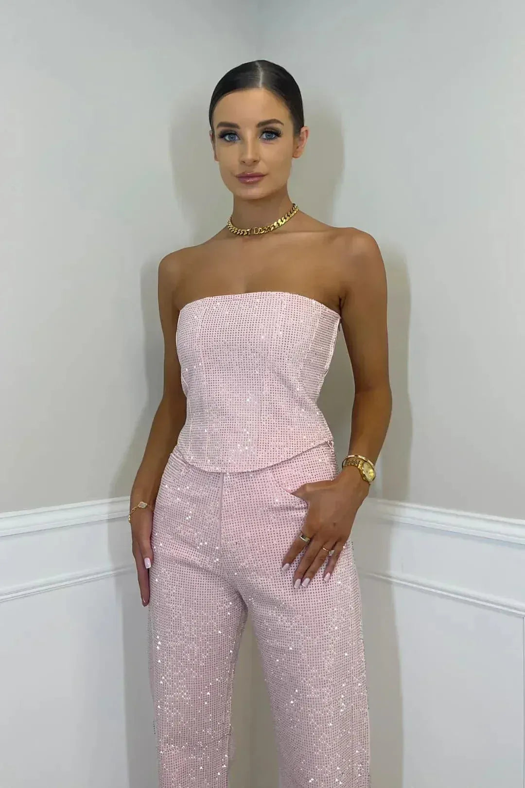 Women's Strapless Pants Set – Glitter Party Set