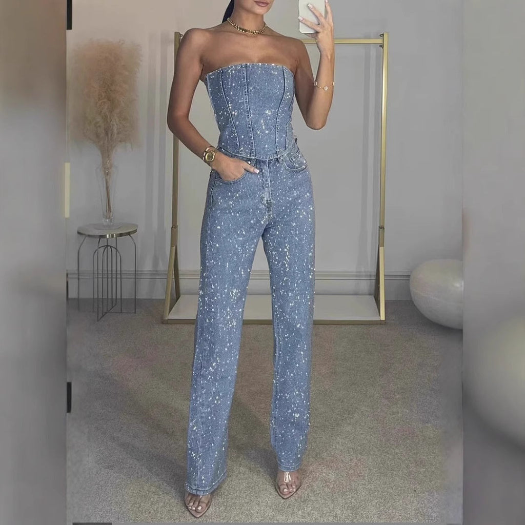 Women's Strapless Pants Set – Glitter Party Set