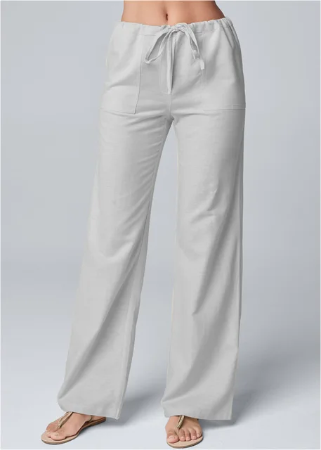 Women's Ankle Length Trousers – Drawstring Waist Relaxed Casual Pants