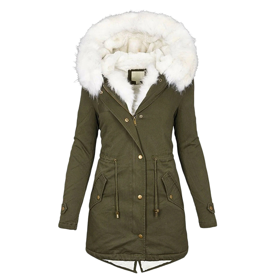 Women's Fleece Lined Winter Jacket – Hooded Wind Resistant Cold Weather Coat
