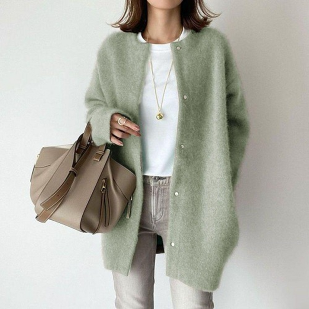 Women's Button Front Duster Cardigan – Mid-Length Knit Layer