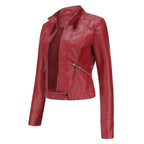 Women's Faux Leather Jacket – Retro Zip-Up Moto Jacket