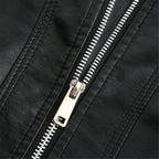 Women's Faux Leather Jacket – Retro Zip-Up Moto Jacket
