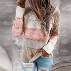 Women's Patchwork Hoodie – Relaxed Fit Casual Pullover