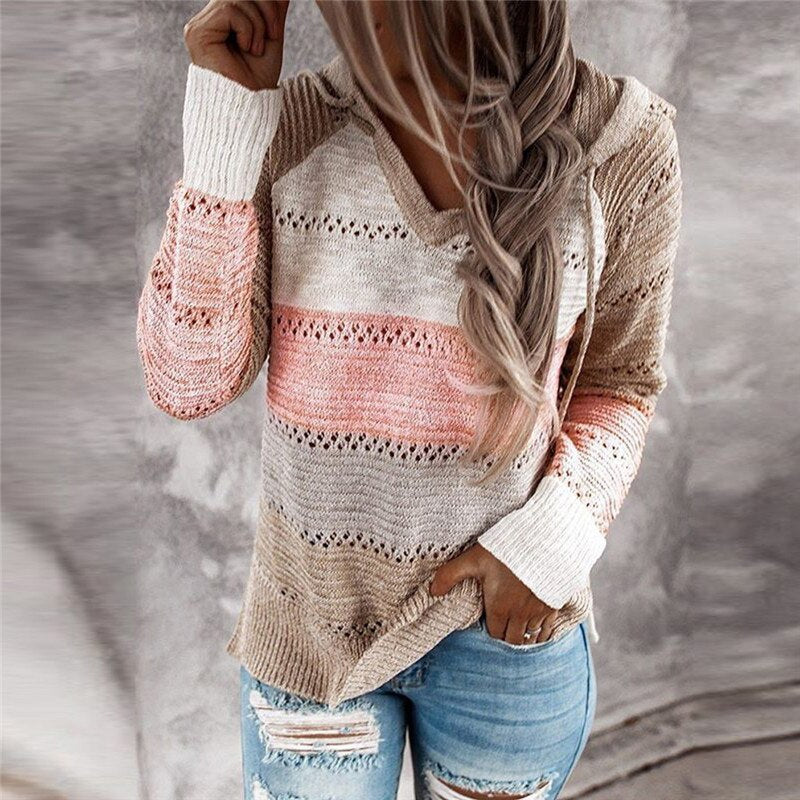 Women's Patchwork Hoodie – Relaxed Fit Casual Pullover