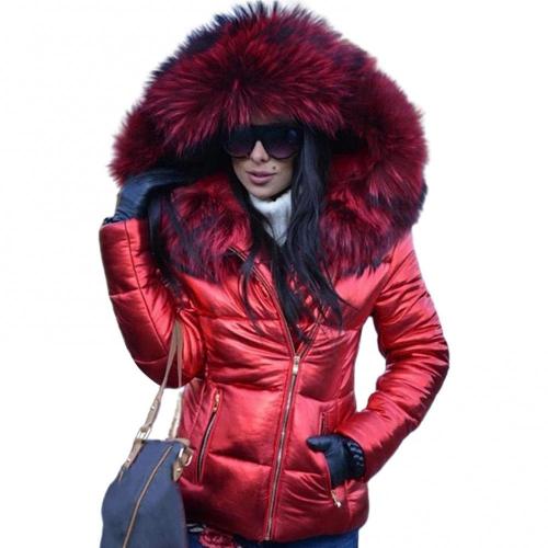 Women's Hooded Puffer Jacket – Faux Fur Trim Insulated Winter Coat