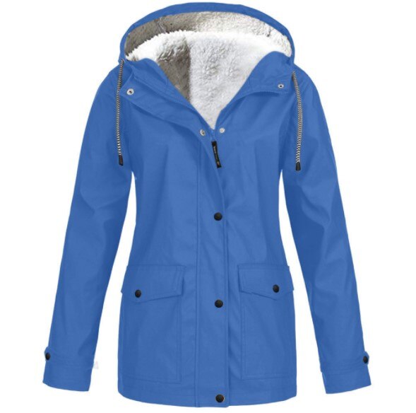 Women's Hooded Outdoor Jacket – Drawstring Zip-Up Transitional Coat