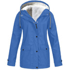 Women's Hooded Outdoor Jacket – Drawstring Zip-Up Transitional Coat