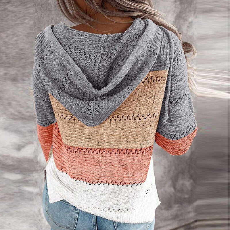 Women's Patchwork Hoodie – Relaxed Fit Casual Pullover