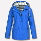 Women's Hooded Outdoor Rain Jacket – Wind and Water Resistant Zip-Up Jacket