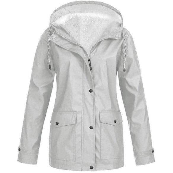 Women's Hooded Outdoor Jacket – Drawstring Zip-Up Transitional Coat