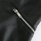 Women's Faux Leather Jacket – Retro Zip-Up Moto Jacket