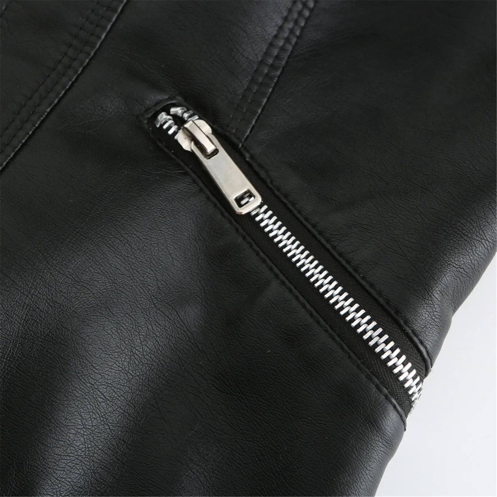 Women's Faux Leather Jacket – Retro Zip-Up Moto Jacket