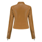 Women's Faux Leather Jacket – Retro Zip-Up Moto Jacket