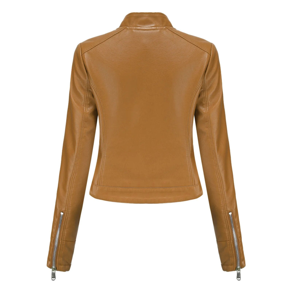 Women's Faux Leather Jacket – Retro Zip-Up Moto Jacket