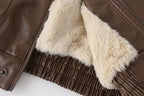 Women's Faux Leather Winter Jacket – Fleece Lined Oversized Coat