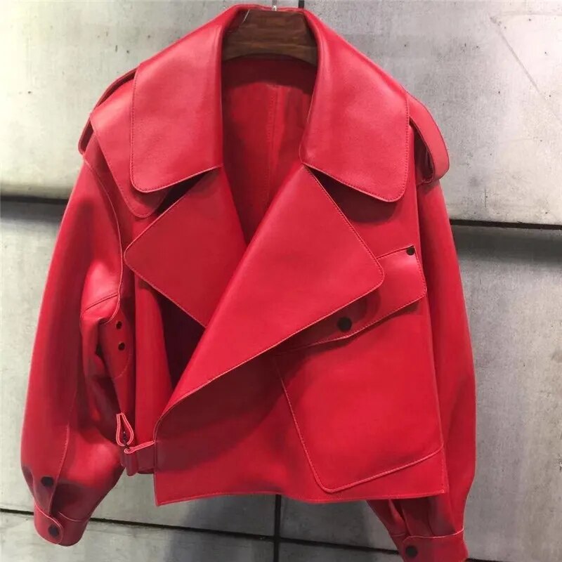 Women's Cropped Faux Leather Jacket – Retro Zip-Up Biker Jacket