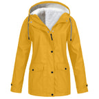 Women's Hooded Outdoor Jacket – Drawstring Zip-Up Transitional Coat