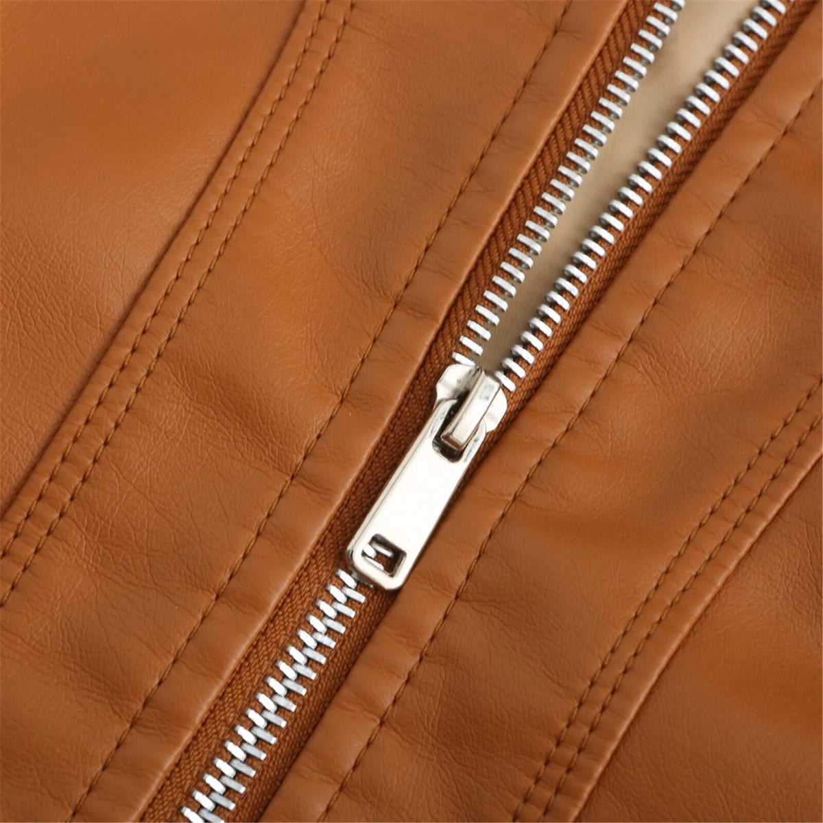 Women's Faux Leather Jacket – Retro Zip-Up Moto Jacket