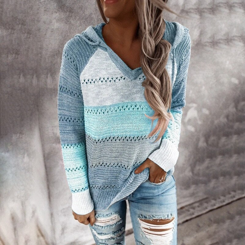 Women's Patchwork Hoodie – Relaxed Fit Casual Pullover