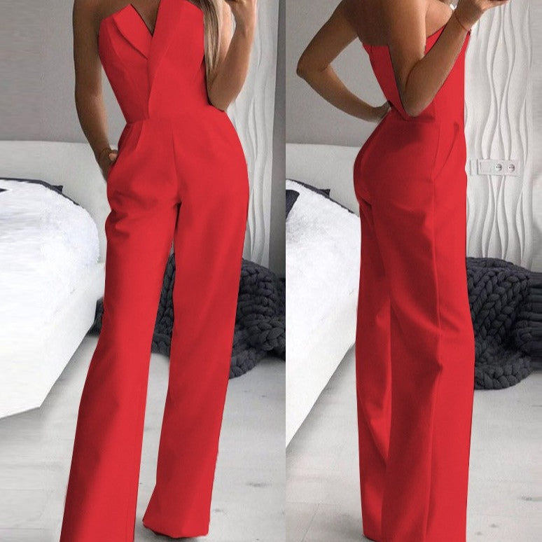 Women's Sleeveless Wide Leg Jumpsuit – Flowy Formal Occasion Jumpsuit