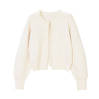 Women's Pearl Button Cardigan – V-Neck Pearl Embellished Cardigan