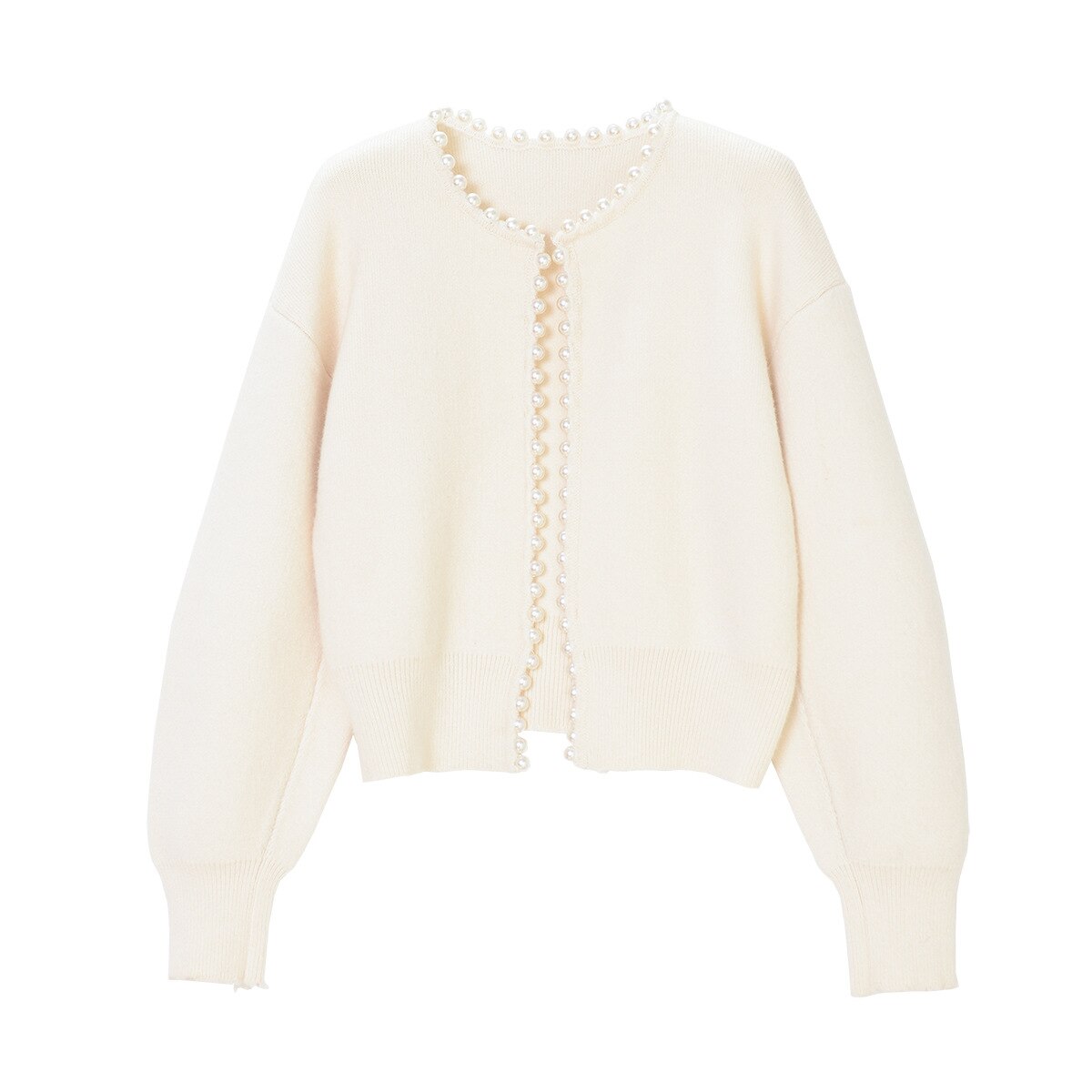 Women's Pearl Button Cardigan – V-Neck Pearl Embellished Cardigan