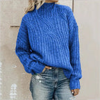 Women's High Neck Cable Sweater – Cozy Winter Knit Pullover