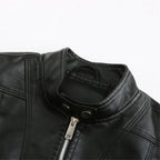 Women's Faux Leather Jacket – Retro Zip-Up Moto Jacket
