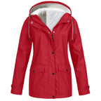 Women's Hooded Outdoor Jacket – Drawstring Zip-Up Transitional Coat