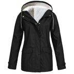 Women's Hooded Outdoor Jacket – Drawstring Zip-Up Transitional Coat
