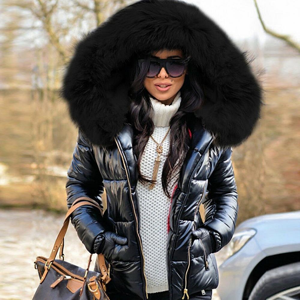 Women's Hooded Puffer Jacket – Faux Fur Trim Insulated Winter Coat
