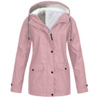 Women's Hooded Outdoor Jacket – Drawstring Zip-Up Transitional Coat