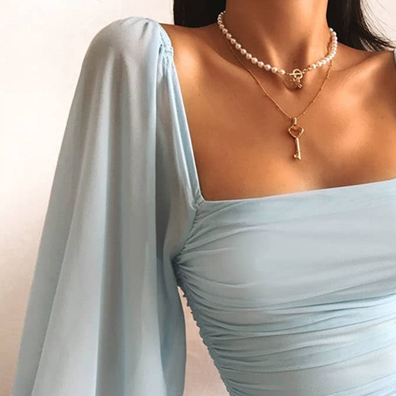 Women's Batwing Sleeve Cocktail Dress – Flowy Evening Party Dress
