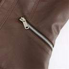 Women's Faux Leather Jacket – Retro Zip-Up Moto Jacket