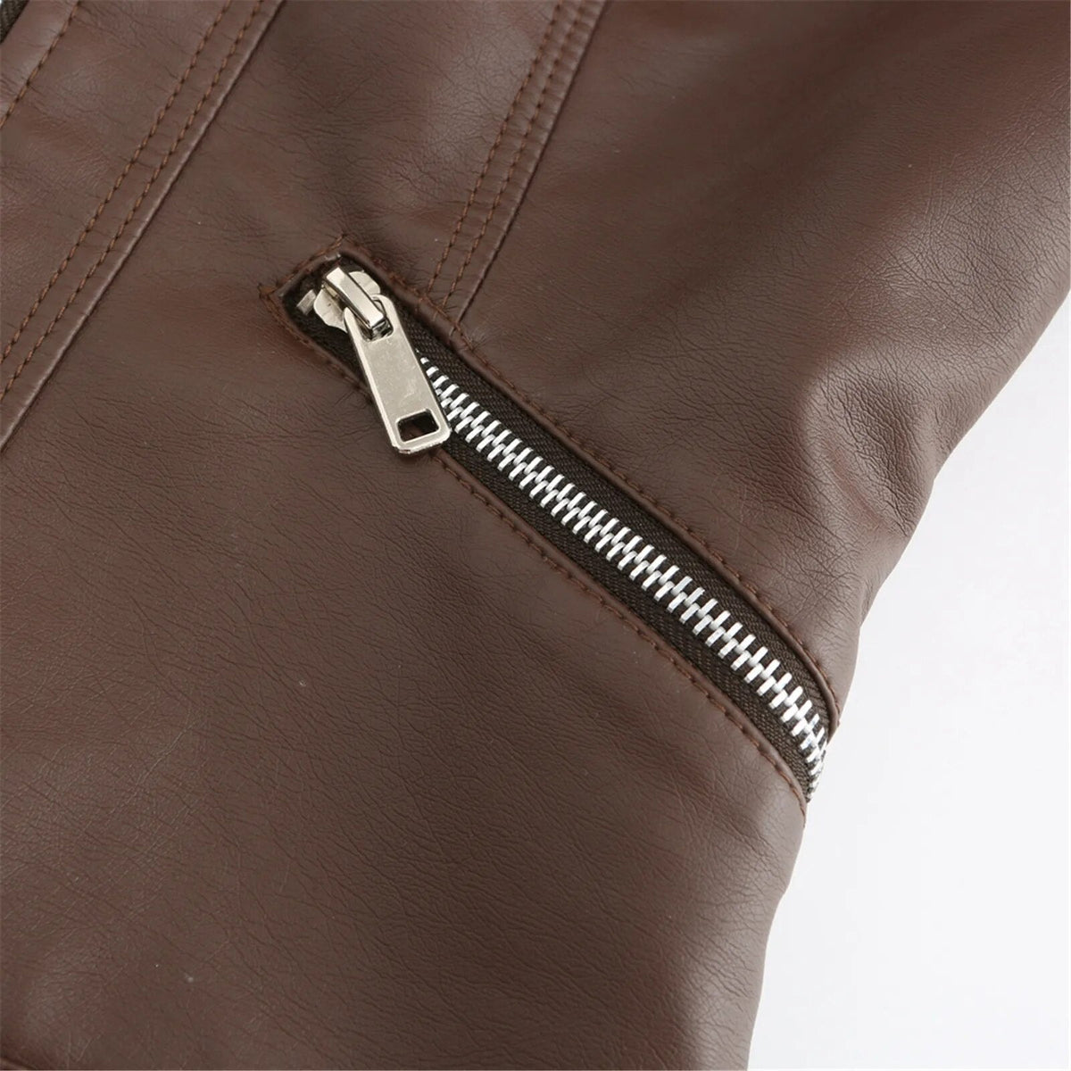 Women's Faux Leather Jacket – Retro Zip-Up Moto Jacket