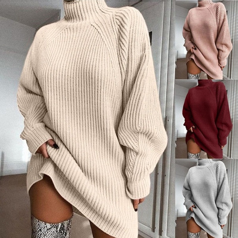 Women's Oversized Long Sweater – Long Sleeve Winter Sweater