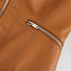 Women's Faux Leather Jacket – Retro Zip-Up Moto Jacket