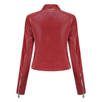 Women's Faux Leather Jacket – Retro Zip-Up Moto Jacket