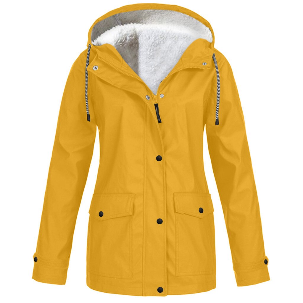 Women's Hooded Outdoor Jacket – Drawstring Zip-Up Transitional Coat