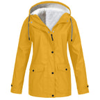 Women's Hooded Outdoor Jacket – Drawstring Zip-Up Transitional Coat